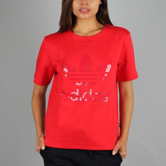 Adidas Trefoil Logo Womens Short Sleeve Half Zip Tee Top T-Shirt AY6728 Size XS - Picture 6 of 6